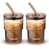 BLUEPOLAR 13oz/400ml Glass Water Tumbler with Straw