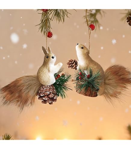 Adorno Colgante Ardilla Navidad - Figura 3D De Terciopelo Espuma, Realista, Para árbol, Puerta O Regalo Amantes Animales