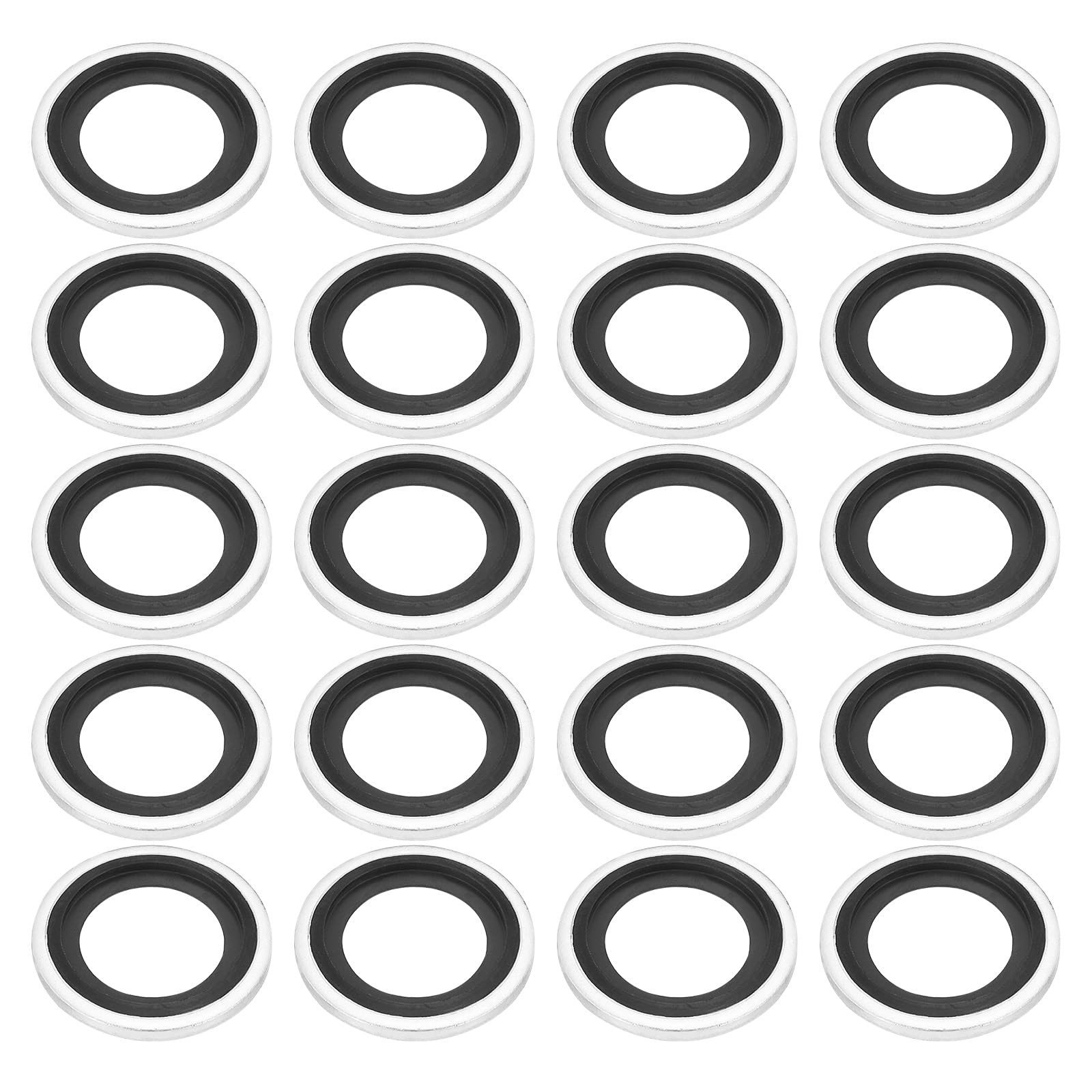PATIKIL M18 Self-Centered Bonded Sealing Gasket, 20Pcs NBR Metal Bonded Sealing Washers Automotive Washers for Mechanical, Plumbing, Cylinder Repairs