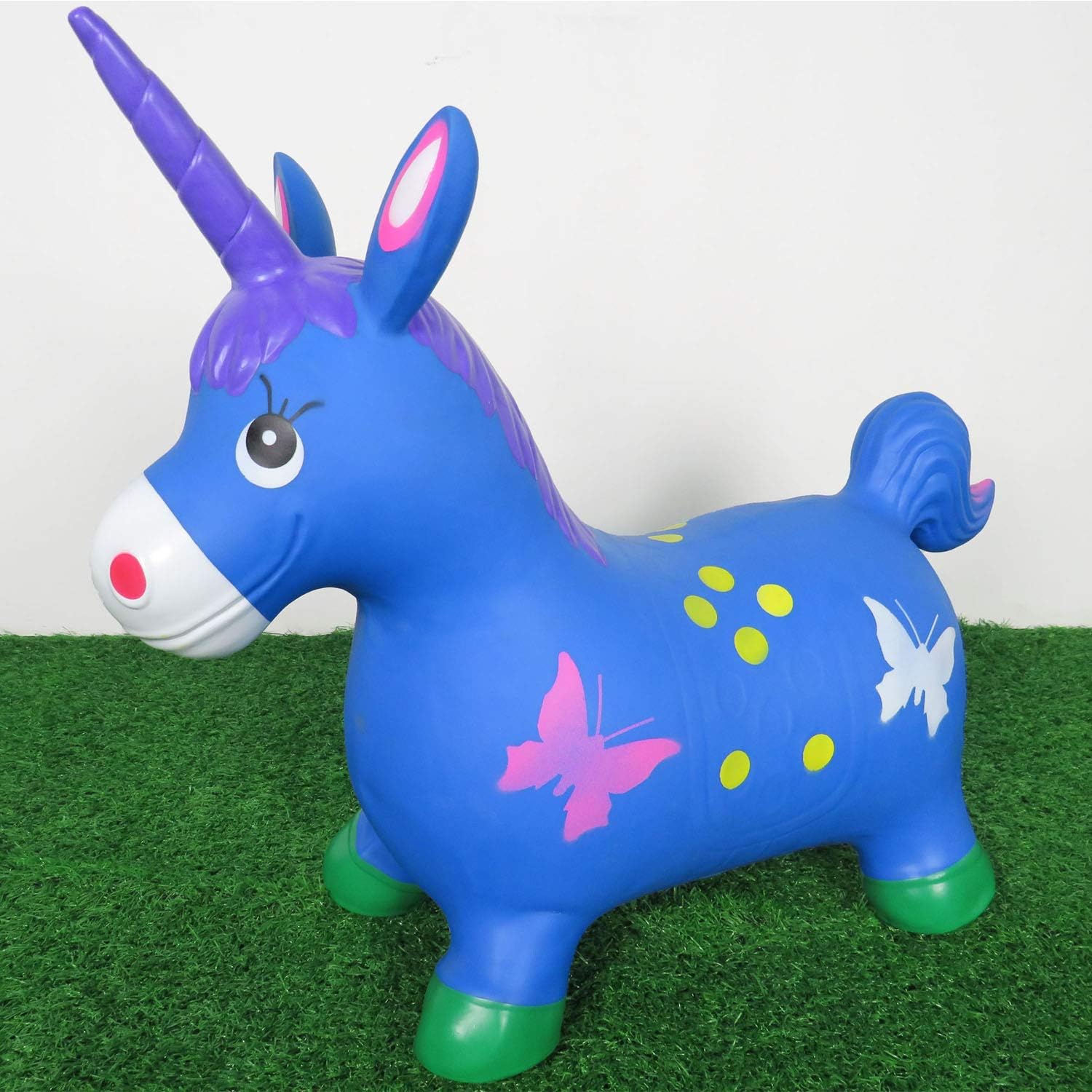 Welliboom Unicorn Hopper Kit, Pump Included, Inflatable Jumping Unicorn, Space Hopper, Ride-on Bouncy Unicorn Horse Hopper, Sit and Bounce, 3-Colors Available