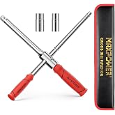 MAXPOWER Lug Wrench, Tire Wrench With 1/2-Inch Drive and 2PCS Standard Sockets (17 mm/19 mm, 21 mm/23 mm), Detachable Rapid Cross Lug Nut Wrench With Storage Box