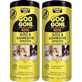 Goo Gone Adhesive Remover Wipes &ndash; Removes Stickers, Residue, Grease, Grime, Crayon, Sap, Sticky or Gooey Messes, Pre-Moistened Wipes, 2 Pack, 48 Count
