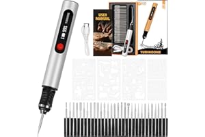 Engraving Pen by TUBINOONE, Ultimate Cordless Portable Tool for Artists & DIYers - Engrave 50+ Surfaces - Beginner Friendly - Rechargeable - Free 30 Bits & Mastery Guide (Grey)