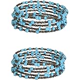 TEMBO AFRICA Set of 2 Handmade Beaded Bracelets for Women - Wrap Bracelets - Boho Jewelry Gifts - Sky Blue