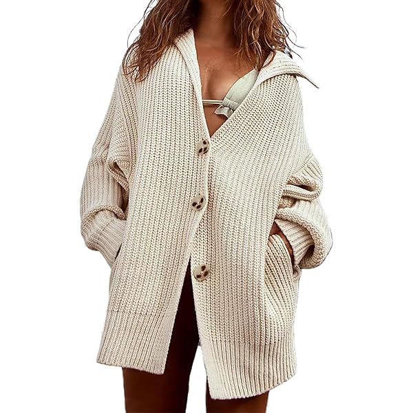 トップス 25AW High Gauge Knit Oversized Cardigan HGps8w Women's Oversized Button Cardigans 2025 Open Front Collared