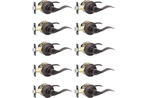 Supstron 10 Pack Privacy Door Handle, Oil Rubbed Bronze Reversible Door Lever Perfect for Interior Door and Closet, Traditional Wave Style Privacy Door Lock