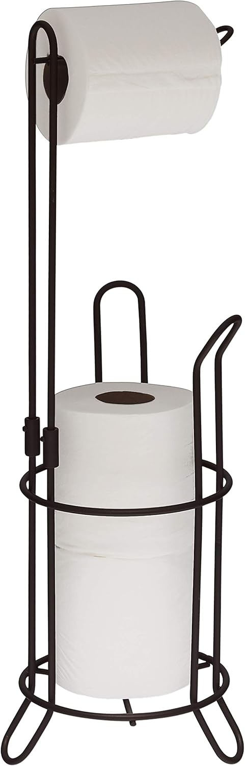 Simple Houseware Bathroom Toilet Tissue Paper Roll Storage Holder Stand, Chrome Finish: Home & Kitchen