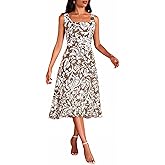 winkbay Women's Boho Print Tank Dress Summer Square Neck Flowy Midi Dresses Beach Vacation Clothes