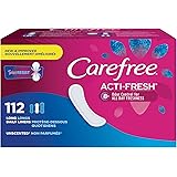 Carefree Acti-Fresh Body Shaped Panty Liners, Flexible Protection that Molds to Your Body, Long, 112 Count