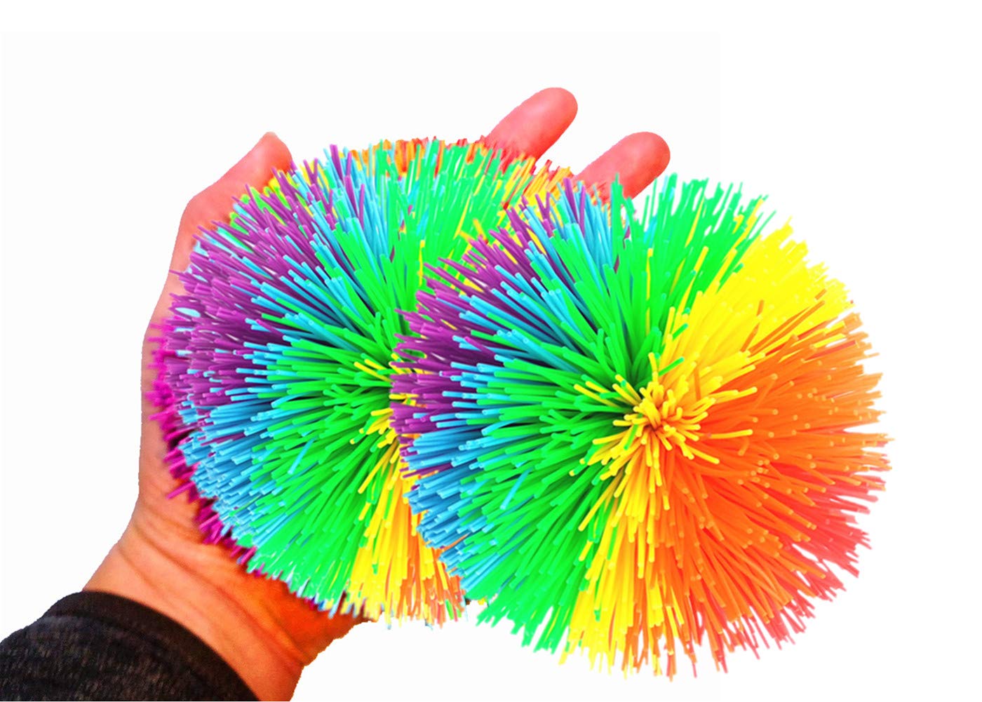Photo 1 of *PARTIAL SET*
2Pcs 4.5Inch Large Rainbow Stringy Ball Silicone Bouncing Fluffy Jugging Ball,Monkey Stress Ball