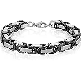 Invicta Bracelet for Men, Stainless Steel Chain Jewelry, Polished Byzantine, 8mm, 8.75"
