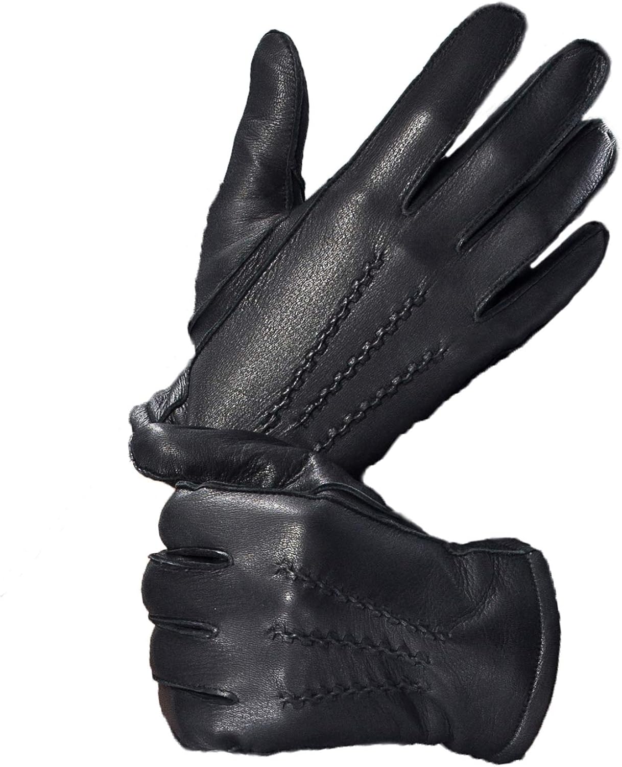 YISEVEN Men Cashmere Lined Deerskin Leather Dress Gloves Hand Sewn Long