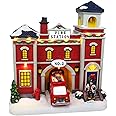 Christmas Village Animated Fire Station - Pre-lit Musical Snow Village Collectible Building - Perfect Addition to Your Christmas Indoor Decorations & Holiday Displays - Made of Resin (Moving Truck)