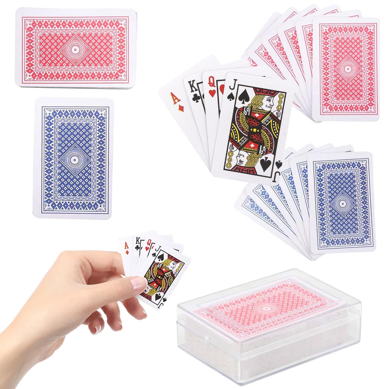 Photo 1 of 12-Pack Mini Playing Cards Deck, Small Casino Card Games for Kids, Magic Party Favor, 2.5" Inches (12-Pack)