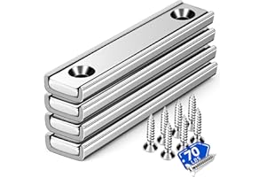 MIKEDE Super Bar Magnets, 70lbs Heavy Duty Rectangular Pot Magnets with Countersunk Hole for Wall Mounting, Earth Magnet with