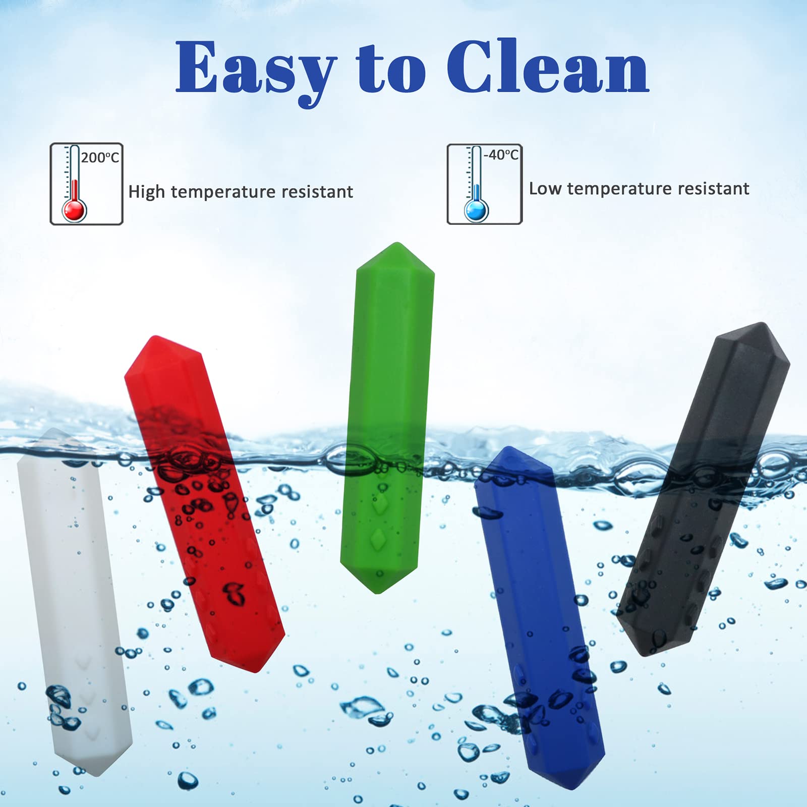 Chew Necklaces for Sensory Kids - 5 Pack Silicone Chewy Toys for ADHD, Autism, SPD, Oral Motor Therapy Tool with Textured Surface, Anxiety Relief Chewables