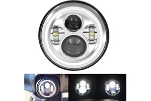 BELTANDROAD 7 inch Super Bright Headlight for Street Glide High Low Beam Projector for Road King Street Glide Ultra Classic Electra Glide FatBoy Heritage Softail Slim YAMAHA V-Star 1100 (Silver)