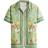 OYOANGLE Men's Short Sleeve Hawaiian Shirts Floral Button Down Shirt Summer Beach Tops