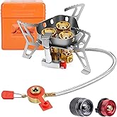 WADEO Camping Backpacking Stove, 6800W Outdoor Portable Burner Cooking Stove Foldable Windproof Compatible with Isobutane But