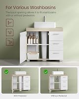 VASAGLE Under Sink Bathroom Cabinet 3 Drawers 2 Doors Cloud White Beige 30x70x64 view 4