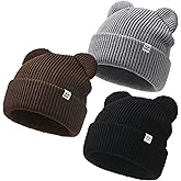 Baby Beanie Winter Knit Hat with Bear Ear for Infant Toddler Boys Girls Children Soft Knitted Hat Skull Cap