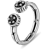 Aliyoham Black Zircon Adjustable Ring, Sterling Silver Stackable Rings for Women, Gothic Vintage Style Jewelry Gift