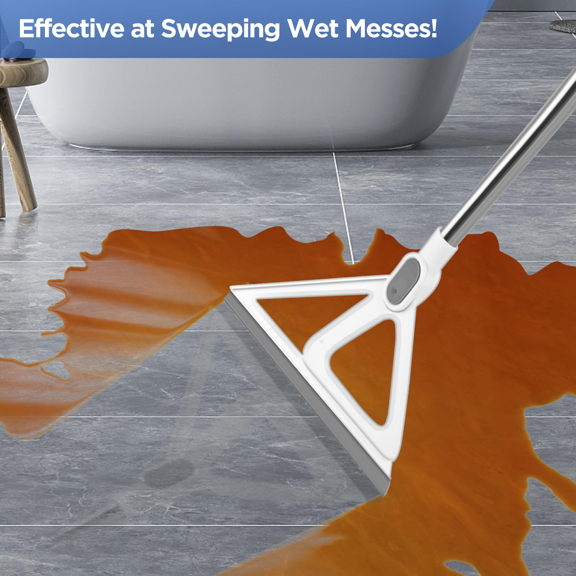 Multifunction Magic Broom, Squeegee Broom for Floor, Rubber Silicone Broom for Floor Cleaning, Magic Broom Sweeper for Living Room, Kitchen, Bathroom-Easy Dry The Glass (Grey, 54 INCH)