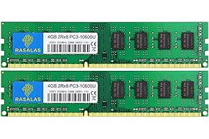 8GB KIT(2 X 4GB) 2RX8 PC3-10600U DDR3 1333MHz DIMM RAM CL9 240PIN 1.5v Non-ECC Unbuffered Desktop Memory Dual Rank PC3 10600 
