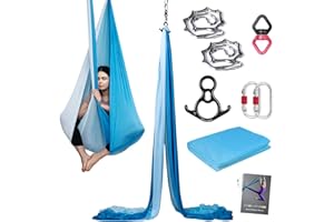 PRIOR FITNESS Aerial Silks Kit Colorful 9/15/20 Yards 40D Nylon Fabric Hammock Set With Hardware & Guide for All Levels Of Aerial Yoga Practice and Acrobatic Flying For Adults Aerial silk