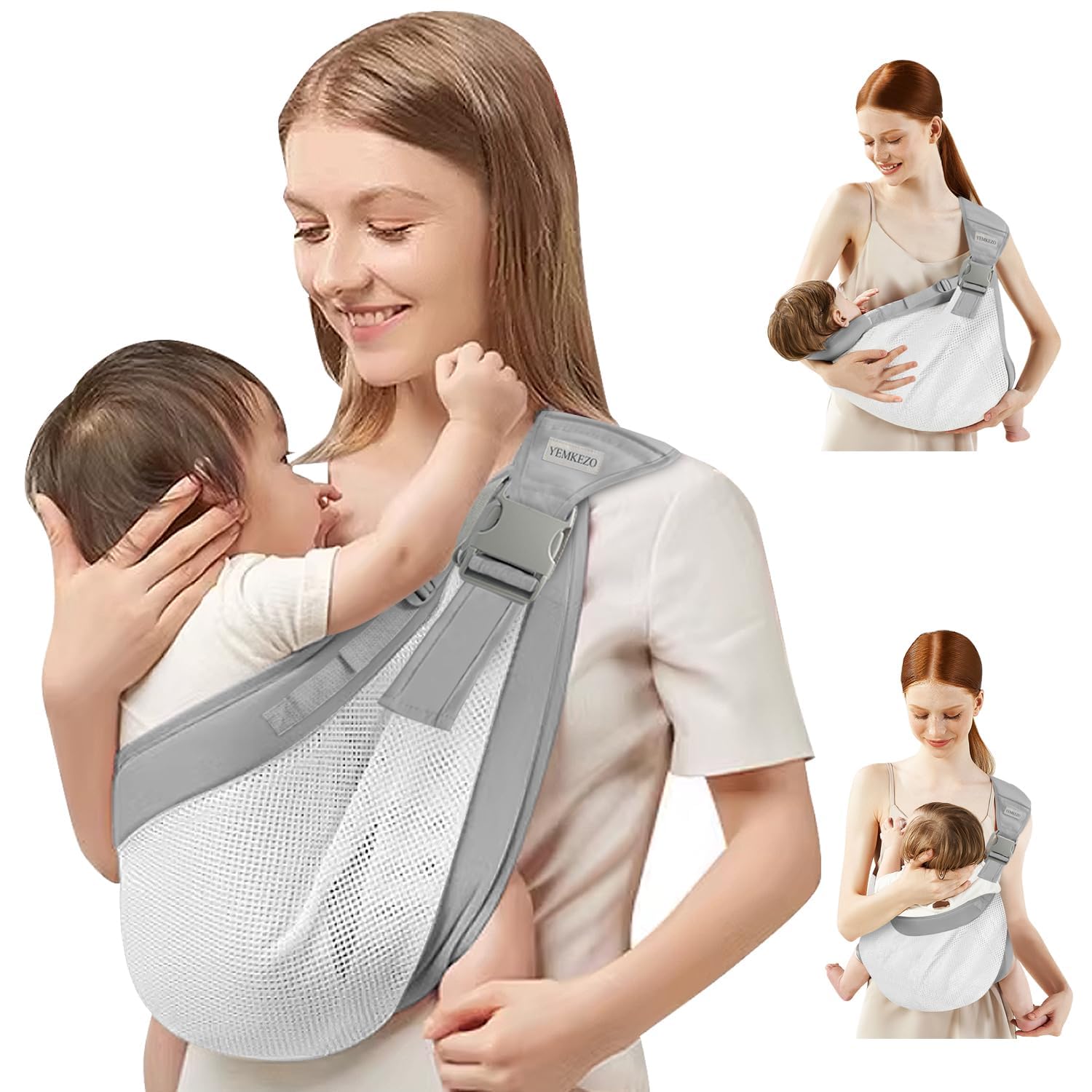 Photo 1 of Baby Sling Carrier Newborn to Toddler,Updated Adjustable One Shoulder Labor-Saving Baby Holder Carrier,Tollder Sling Carrying 7-45 lbs?Breathble Grey?