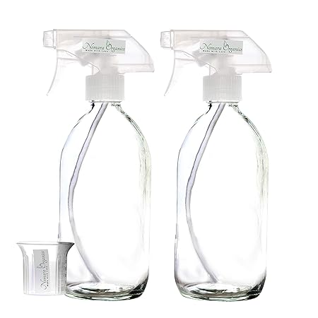 Nomara Organics® BPA-frei Spray-Flaschen Glas Klar 2 x 500ml. Nachfüllbar/Bio Kochen/organische