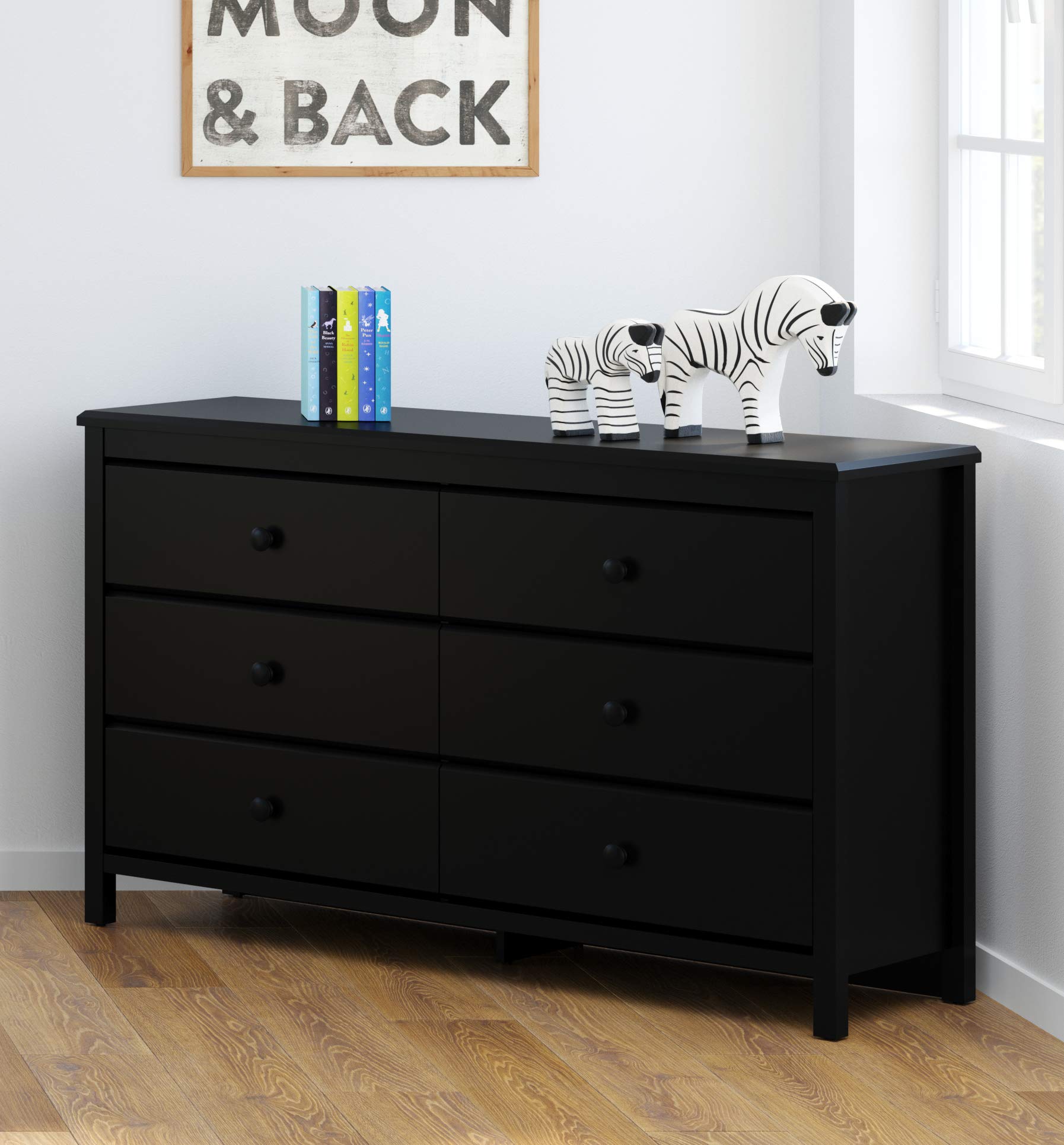 Storkcaft Alpine 6 Drawer Dresser (Black) – Stylish Storage Dresser Chest for Bedroom, 6 Spacious Drawers with Handles, Coordinates with Any Kids Bedroom or Baby Nursery