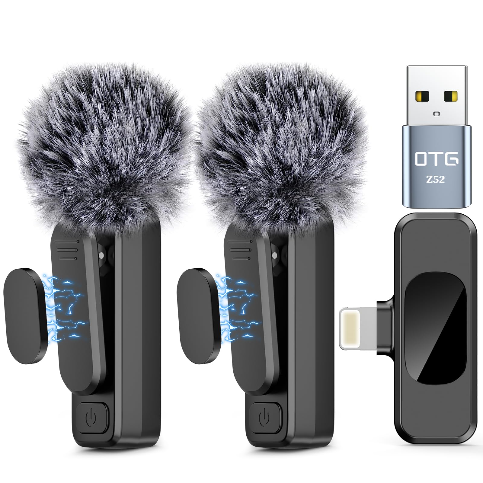 Photo 1 of NICHOM Wireless Lavalier Microphone for iPhone iPad,MacBook,Mini Mic with Noise Reduction,Lightning Microphone for Video Vlog,TikTok,YouTube,Interviews,Live Streaming,2 Pack(for iPhone 14 and Below)