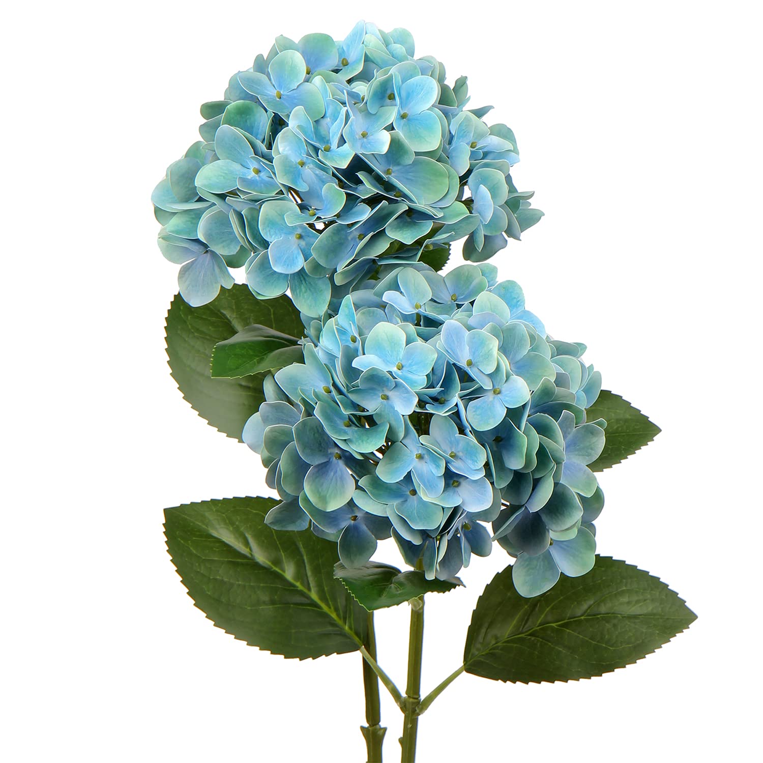 Briful Hydrangea Artificial Flowers Real Touch Hydrangea Flowers 24.8" Tall Fake Flowers Hydrangea Plants Long Stem Blue Artificial Flowers Outdoor, Garden Wedding, Home Decor