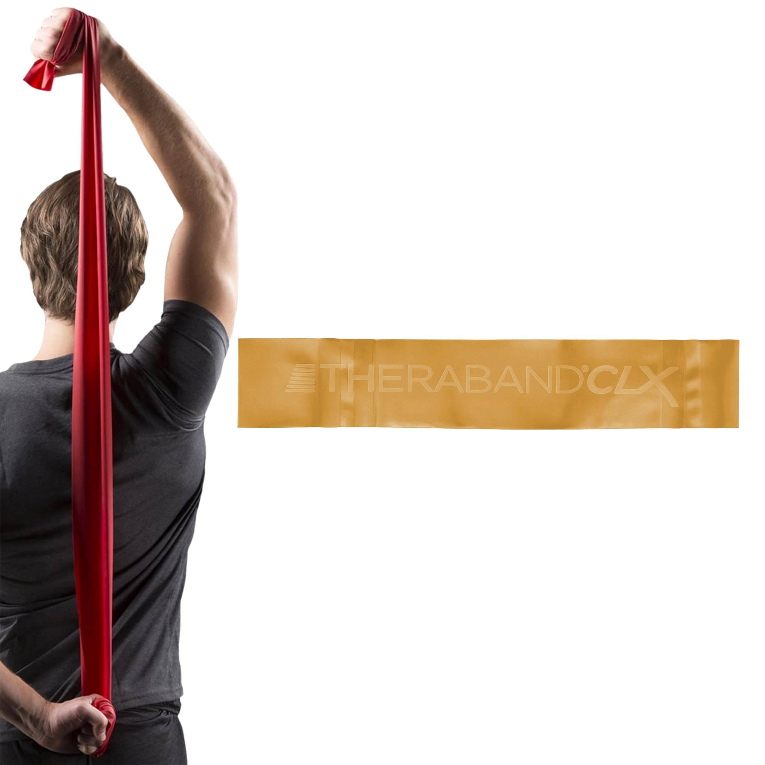 TheraBand CLX Latex-Free Resistance Band, 11 Loops for Pilates, Home Gym, Professional Physical Therapy & Fitness Equipment, 2.5 Metre, Gold, Maximum