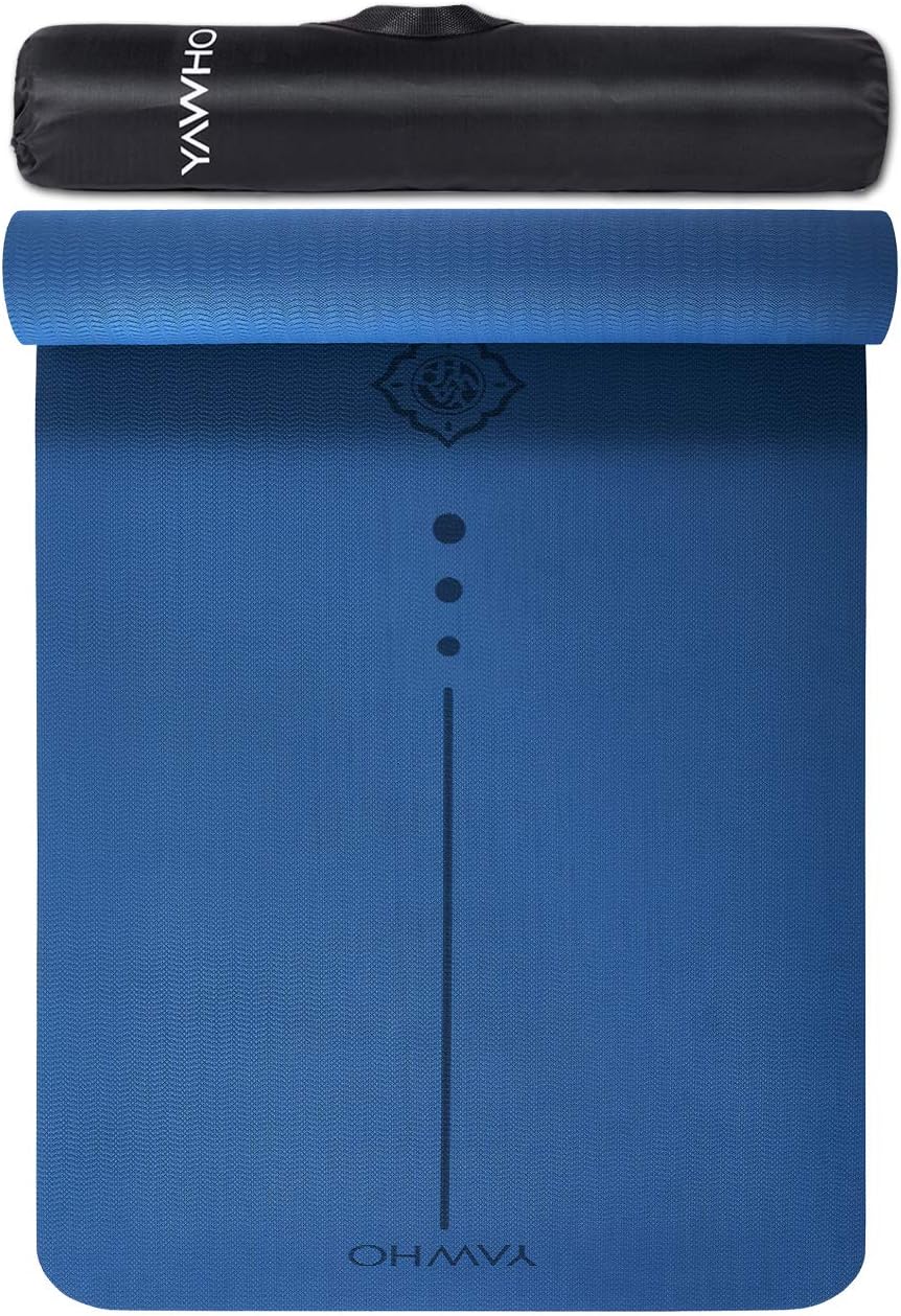 YAWHO Yoga Mat Fitness Mat Specifications 72'' x 26'' Thickness 1/4-Inch Eco Friendly Material SGS Certified Ingredients TPE Extra Large Non-Slip Exercise Mat with Carry Bag