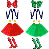 HooLing 12 Pieces Halloween Cosplay Costume Women Tutu Skirt Suspenders Stockings Bow Hair Clips for Adults