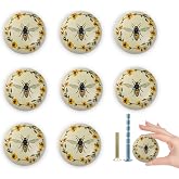 Lasyman 8 Pack 1.5" Bee Cabinet Knob Round Unique Cute Door Furniture Dresser Handles Decorative Furniture Drawer Pulls and Knobs