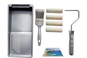 Magimate Small Paint Roller Set with Velvet Roller Covers, Threaded Roller Handle, 2-Inch Paint Brush and a Tray for Home Tou