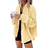 Nirovien Womens Waffle Knit Shacket Oversized Button Down Shirt Jacket Lightweight Spring Outfits Clothes