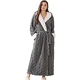 LOCIIXAT Women's Sherpa Fleece Housecoat Soft Warm Hooded Robe Long Fuzzy Housecoat with Hood