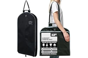 BAYLISS + COLE 43" Garment Bag For Travel. With Ergonomic Handle and Adjustable Shoulder Strap - Garment Bags for hanging clothes, Quick Release Folding, Large Smooth Zipper, Water Resistant, View Window.
