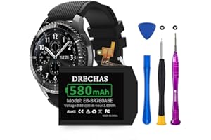 DRECHAS [580mAh]Battery for Samsung Gear S3 Frontier SM-R760, 2025 New Upgraded High Capacity Replacement Battery for Gear S3 Classic SM-R770 R770 BR760 R765 EB-BR760ABE, GH43-04699A with Repair Tool Kits