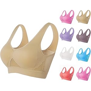 Comfort Breathable Everyday Seamless Bra,Women's Sports Bra Comfy Wirefree Yoga Bra Wide Strap Plus Size Bra
