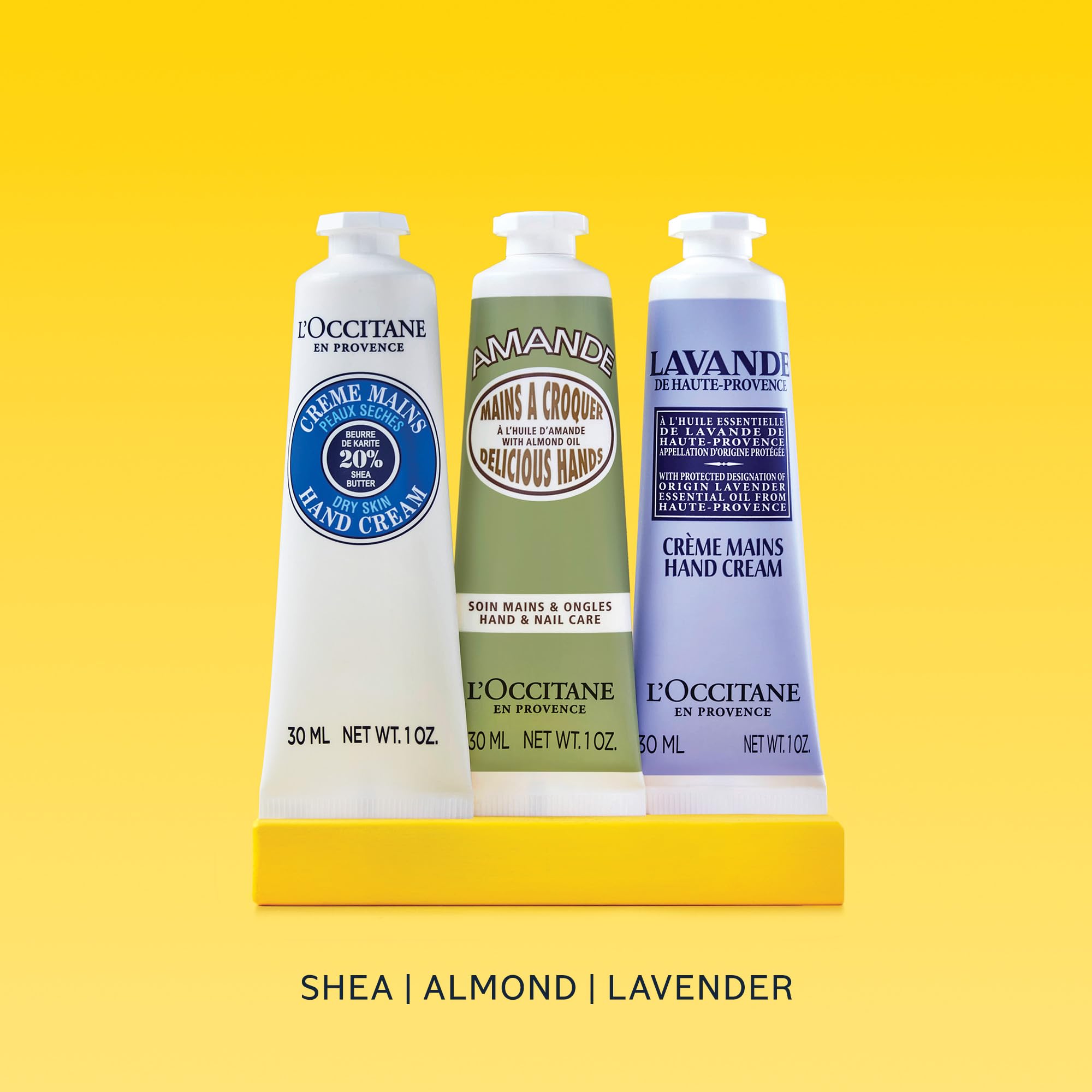 L'OCCITANE Hand Cream Classics, 3-Piece Set: Moisturizing Hand Creams, Iconic Scents, Vegan, All Skin Types, Perfect Gift, Made in France