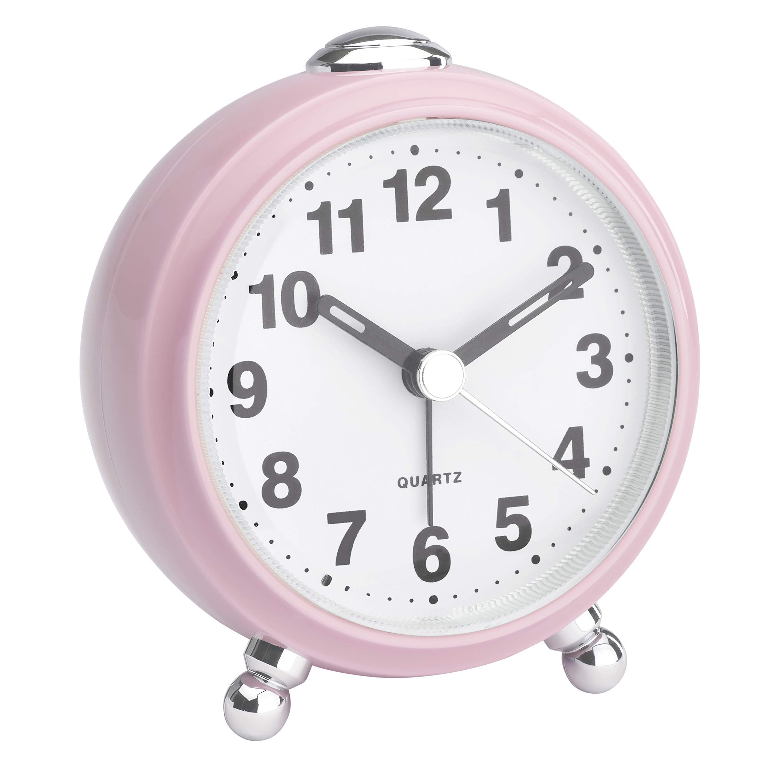 TFA Dostmann Analog Travel Alarm Clock with Silent Hands Retro Alarm Clock Plastic Pink (L) 83 x (W) 53 x (H) 92mm