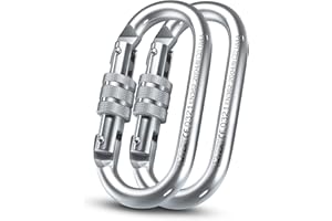 XTEK Climbing Carabiner Clip – UIAA Certified 25 kN 5620 LB, Large Heavy Duty Carabiners for Climbing: Oval-Shape, Screw Locking Steel Caribeener Clips, Hammocks, Hiking, Camping – Durable & Tested