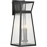 Savoy House 5-636-BK Millford Modern Mission Clear Seeded Glass Outdoor Wall Lantern, 3-Light 120 Total Watts, 22" H x 9" W, 