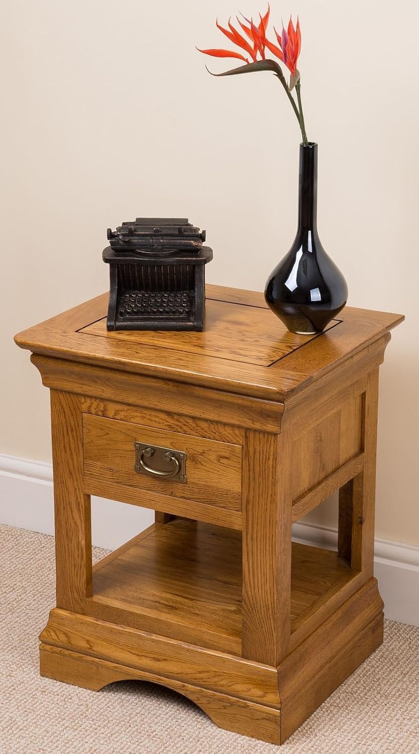 FRENCH RUSTIC SOLID OAK LAMP SIDE TABLE Amazon.co.uk Kitchen & Home