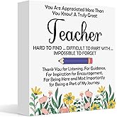 Teacher Appreciation Gifts for Women Men Wooden Block Sign Decor for Home Office Decoration Graduation Retirement Christmas Birthday Gifts for Teachers from Student Wooden Plaque